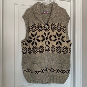 Vest -hand knit in Canada of 100% virgin wool